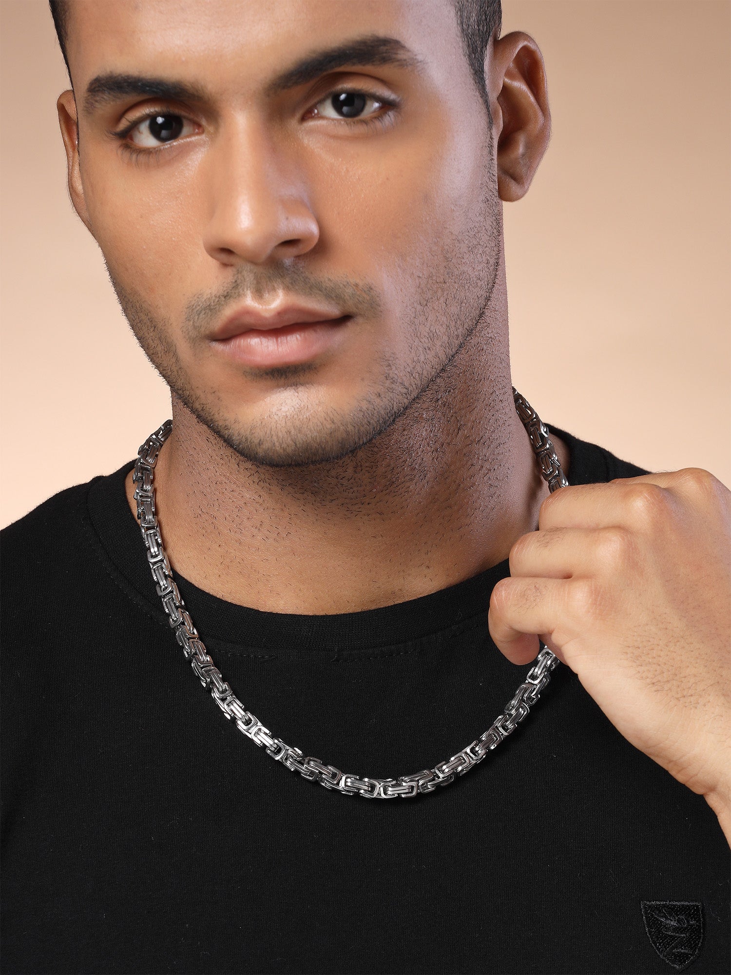 Bohey by KARATCART Silver Tone Link Chain Necklace for Men