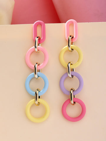 Bohey by KARATCART Multicolor Matte Finish Link Dangler Earrings for Women