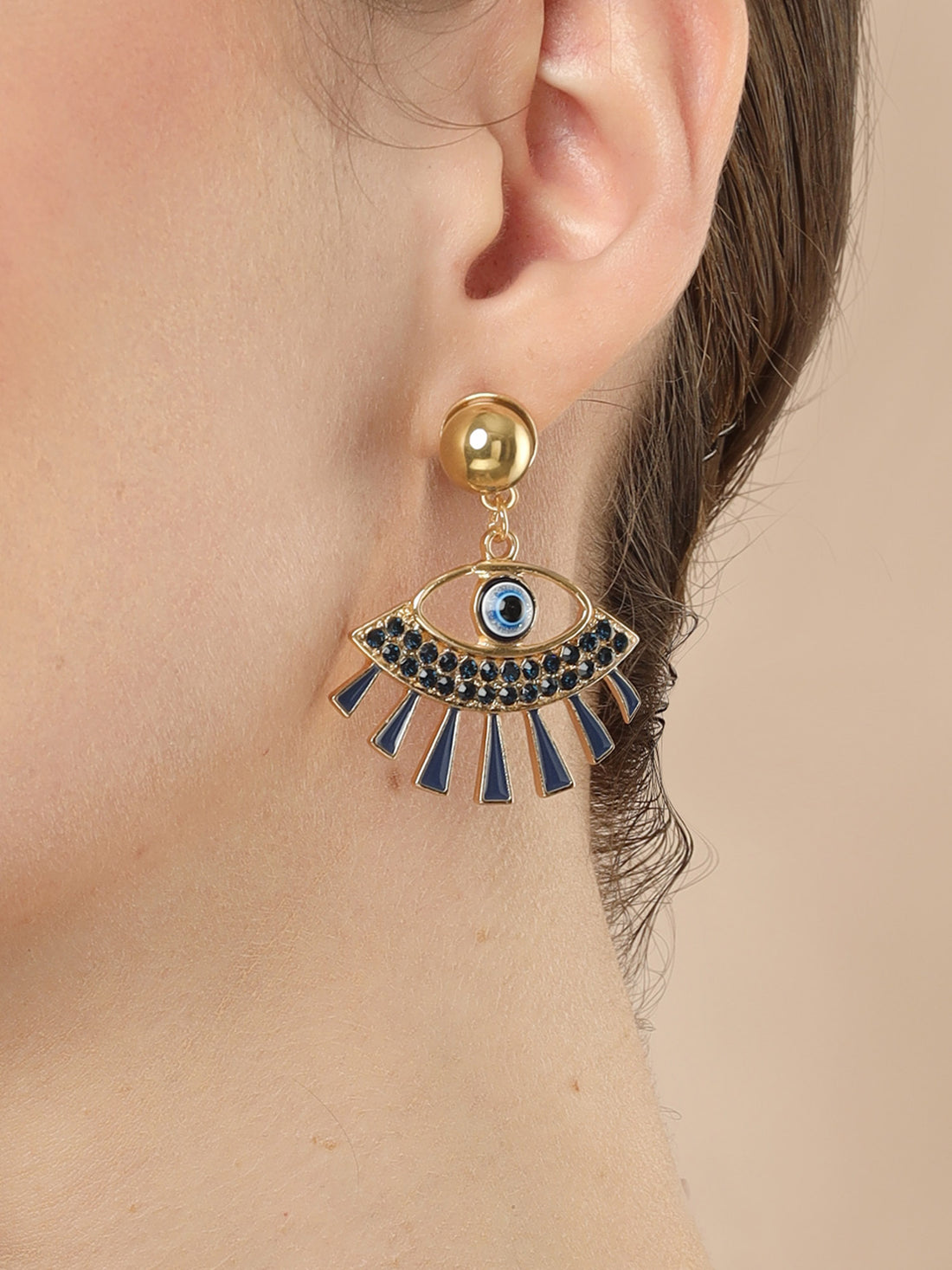 Bohey by KARATCART Gold-Plated Contemporary Blue Drop Earrings for Women