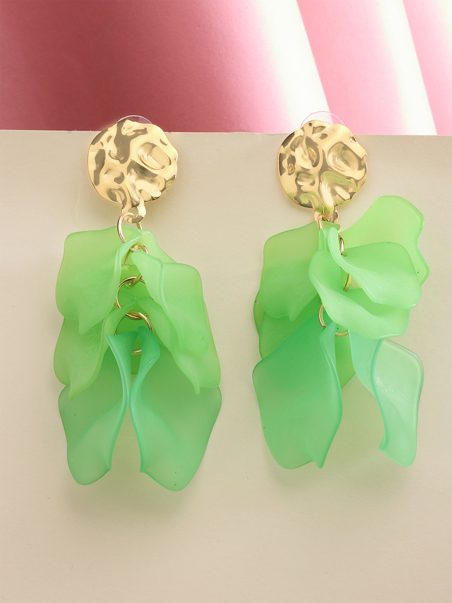 Bohey by KARATCART Gold-Plated Contemporary Green Drop Earrings for Women