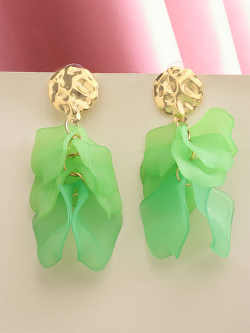 Bohey by KARATCART Gold-Plated Contemporary Green Drop Earrings for Women