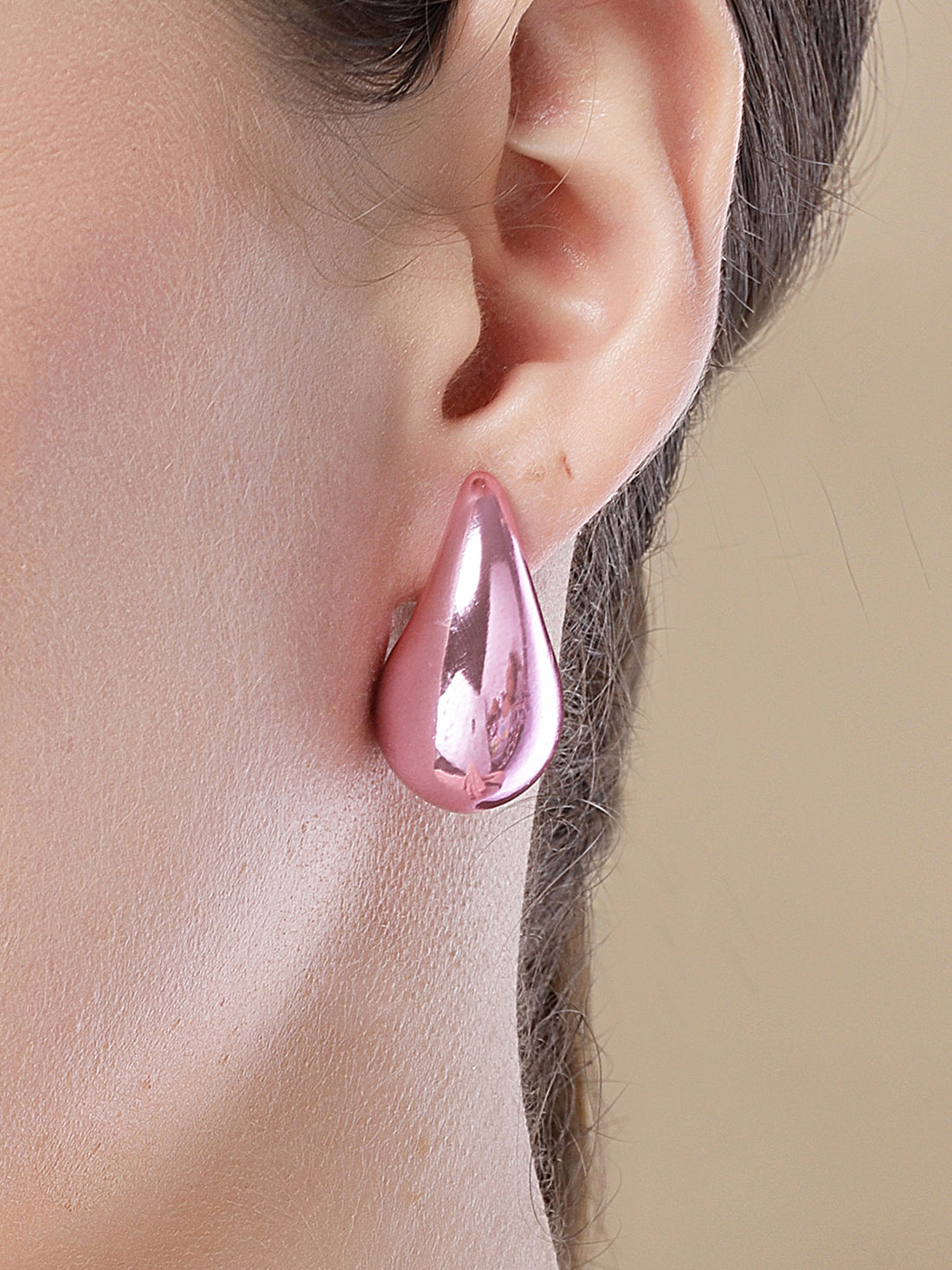 Bohey by KARATCART Matellic Pink Contemporary Studs Earrings