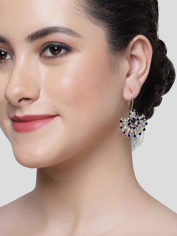 Karatcart Gold Plated Blue Meena Drop Earring for Women