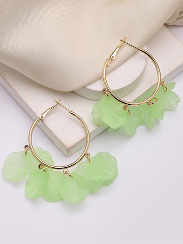 Bohey by KARATCART Gold-Plated Contemporary Lime Green Hoop Earrings for Women