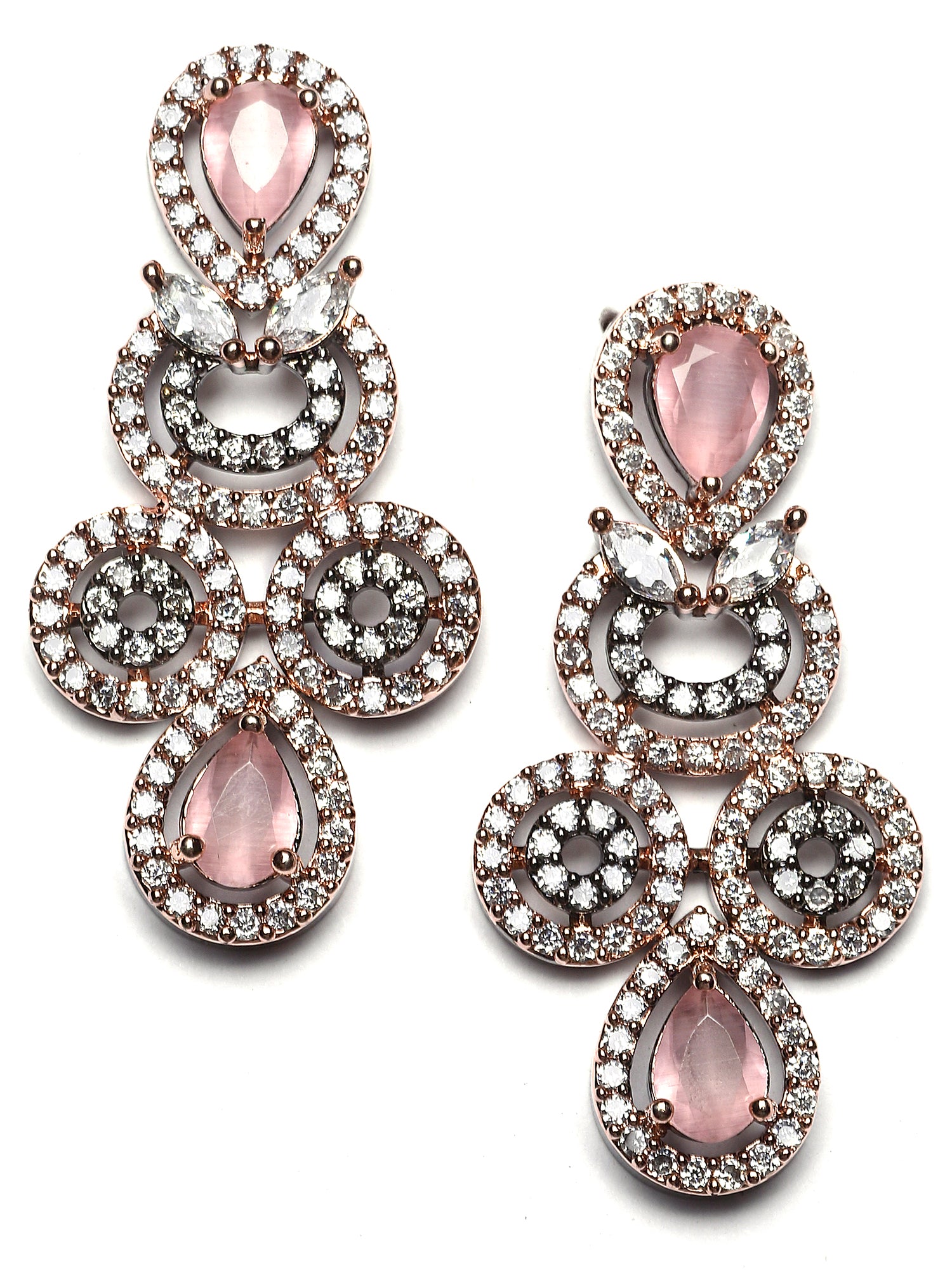 Karatcart Black and Rose Gold Plated Pink Cubic Zirconia Necklace Set for Women - view 6