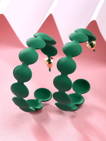 Bohey by KARATCART Green Contemporary Half Hoop Earrings