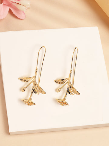 Bohey by KARATCART Gold Plated Floral Drop Earrings for Women