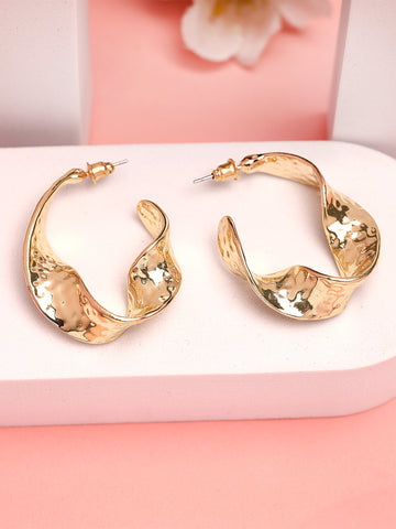 Bohey by KARATCART Gold-Plated Contemporary Hoop Earrings for Women