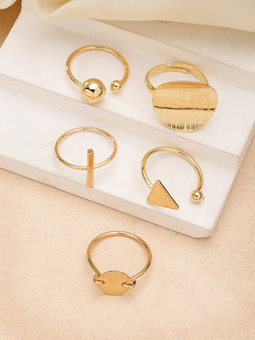 Bohey by KARATCART Set of 5 Gold-Plated Boho Midi Finger Rings for Women