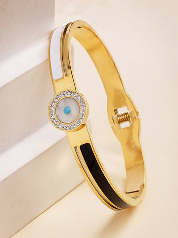 Bohey by KARATCART Gold-Plated Evil Eye Enamel Bangle-Style Bracelet for Women