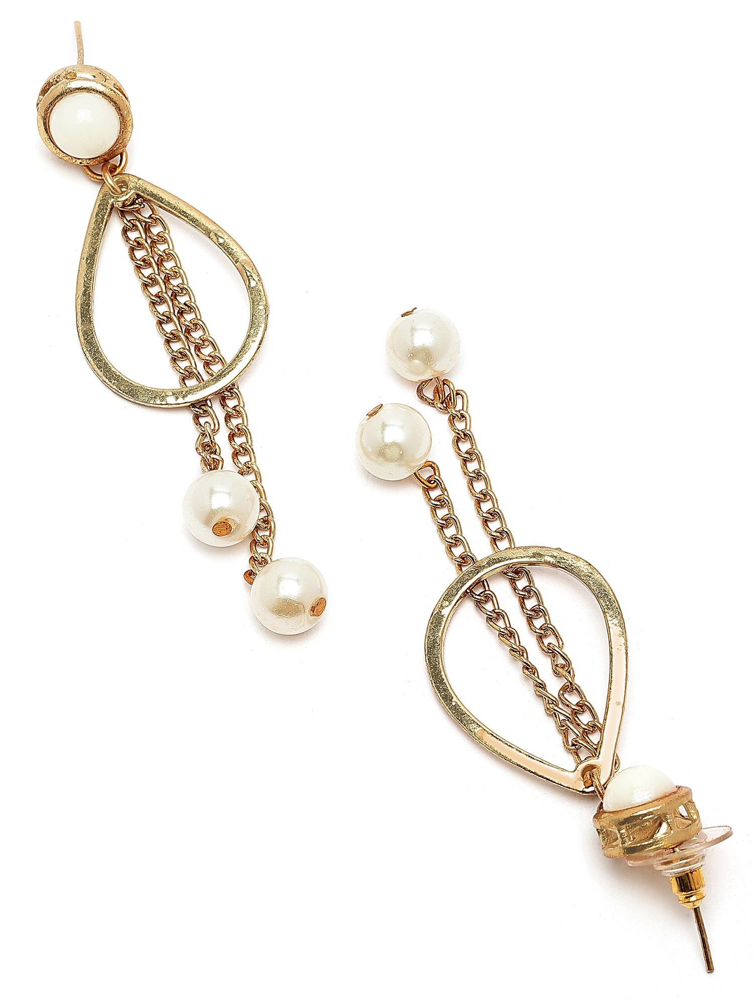 Karatcart Gold-Plated Drop Shape Pearl and Kundan Drop Earrings for Women - view 5