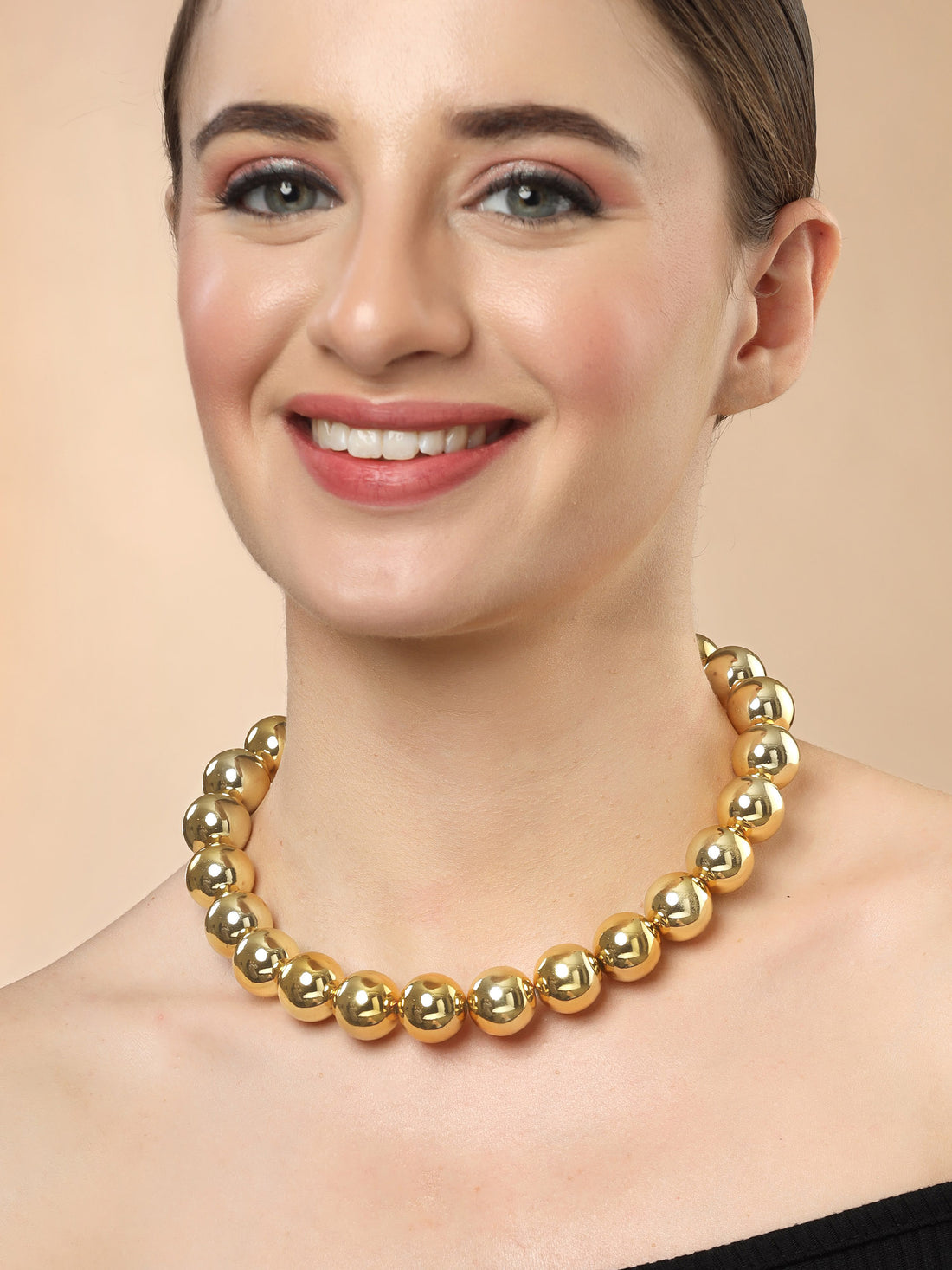 Bohey by KARATCART Gold-Plated Balls Link Necklace for Women