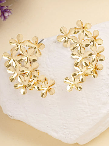 Bohey by KARATCART Gold Plated Floral Design Stud Earrings for Women