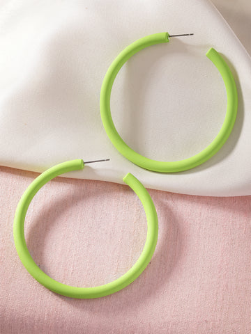 Bohey by KARATCART Matte Light Green Finish Half Hoop Earrings for Women