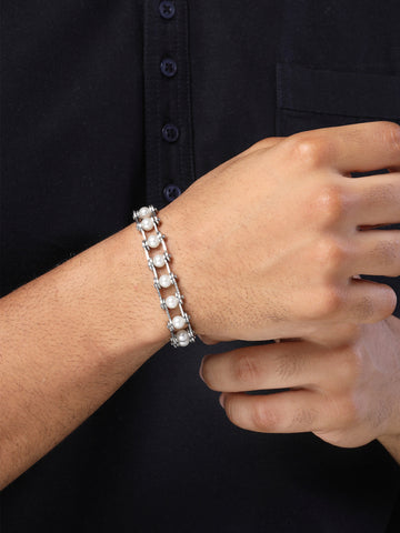 Bohey by KARATCART Silver Plated Link Bracelet for Men