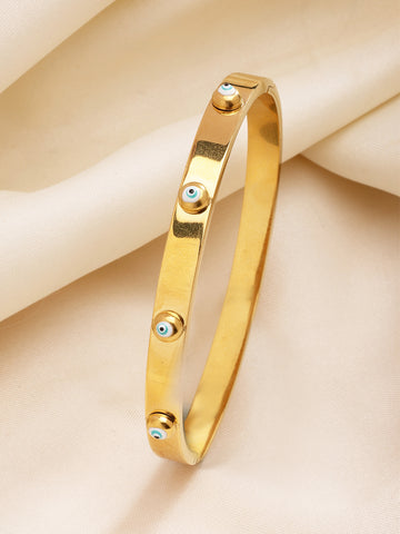 Bohey by KARATCART Gold-Plated Evil Eye Enamel Bangle-Style Bracelet for Women