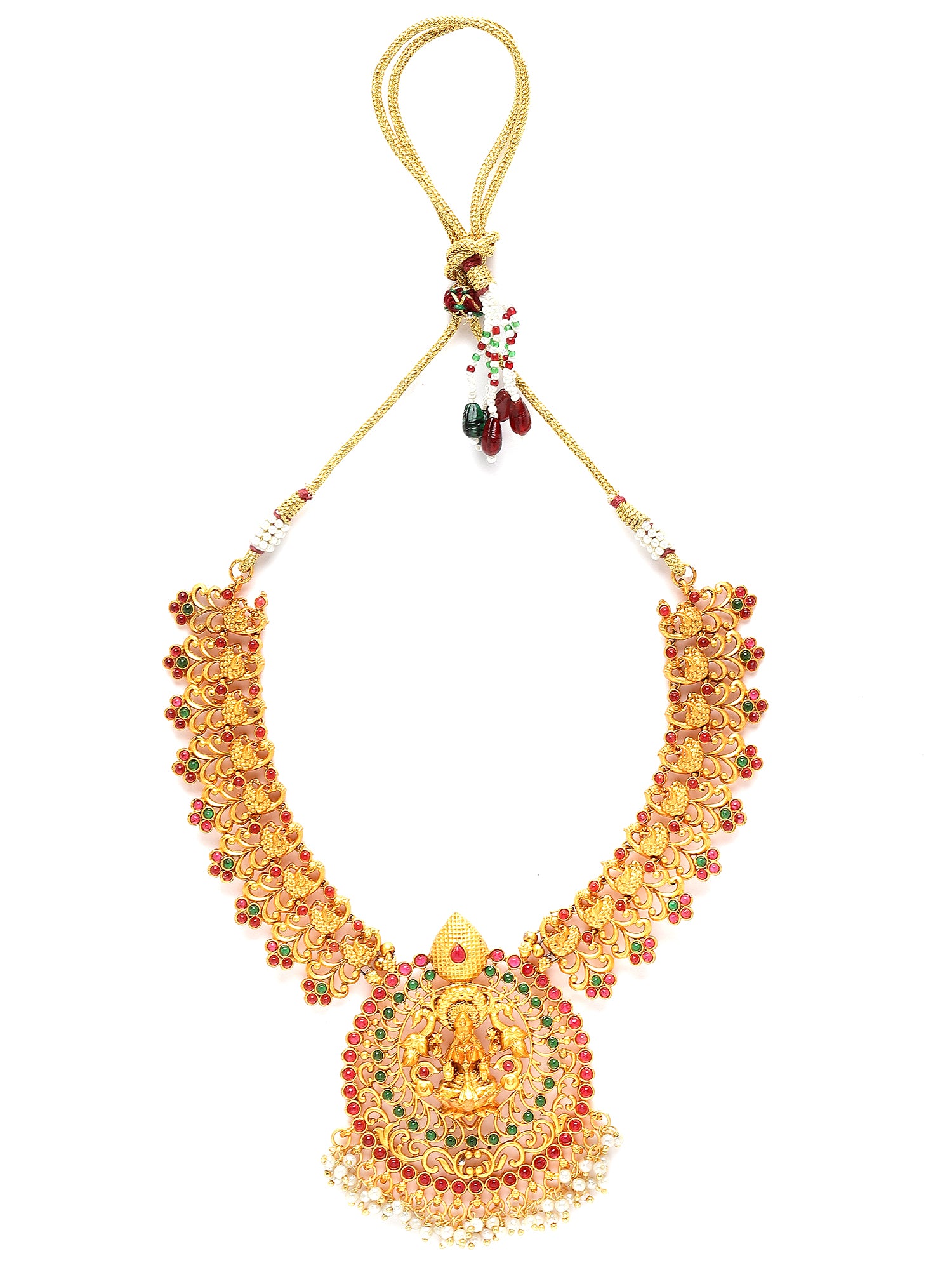 Karatcart Gold Plated Laxmi Mata and Peacock Design Temple Jewellery Set for Women - view 5