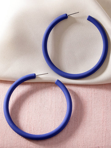 Bohey by KARATCART Matte Blue Finish Half Hoop Earrings for Women