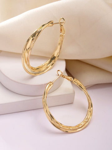 Bohey by KARATCART Gold Plated Contemporary Multi-Layer Hoop Earrings