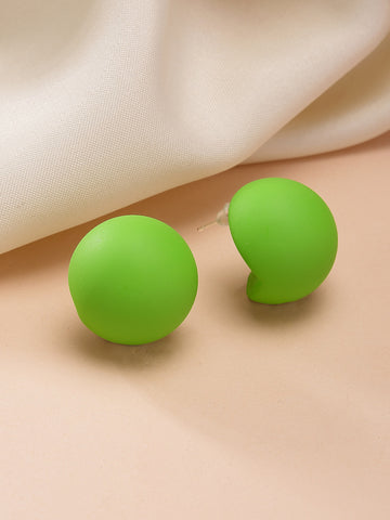 Bohey by KARATCART Matte Light Green Finish Dome Stud Earrings for Women