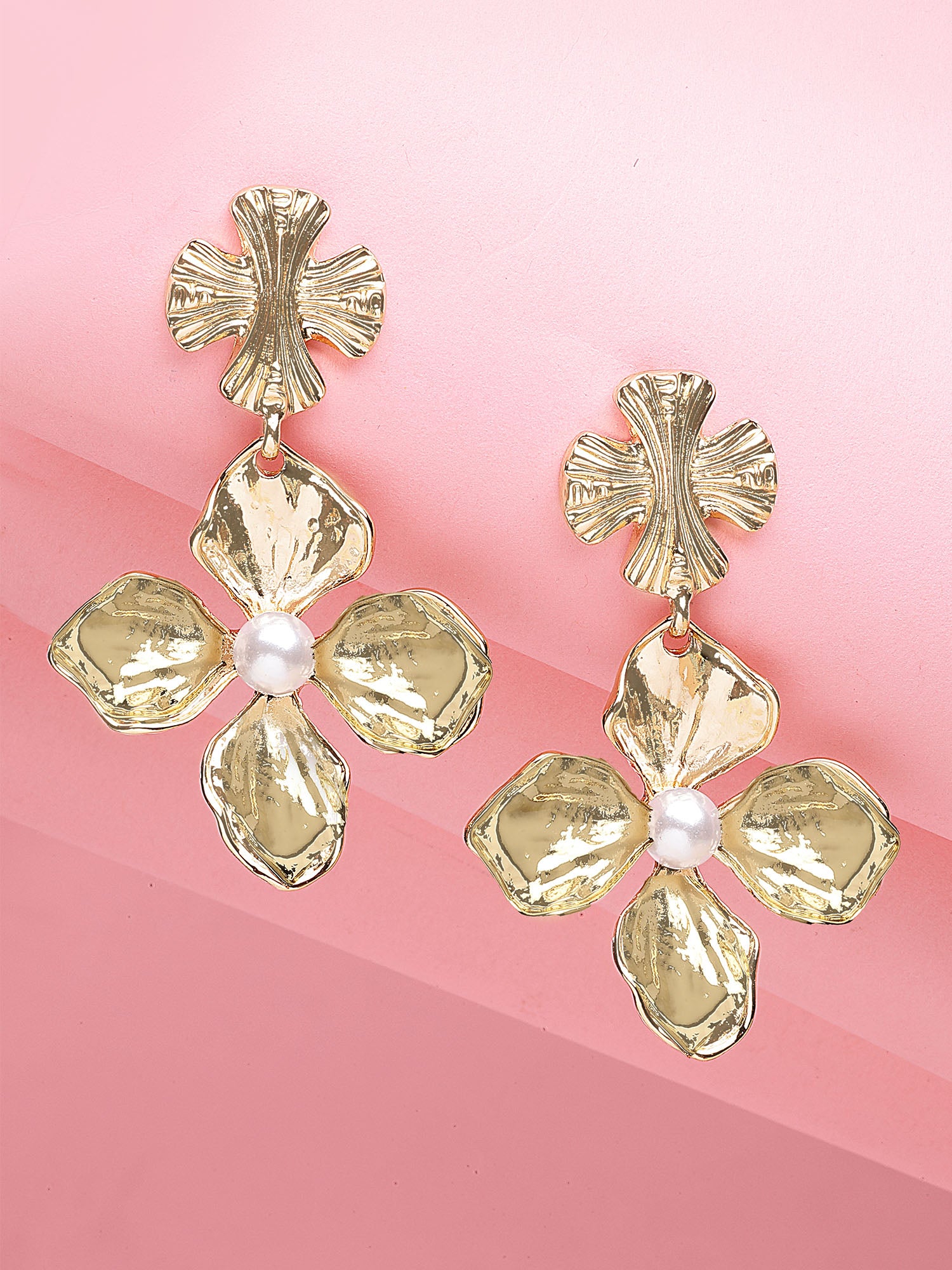 Bohey by KARATCART Gold-Plated Contemporary Gold Drop Earrings for Women