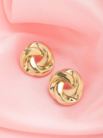 Bohey by KARATCART Gold Plated Trinity Knot Design Stud Earrings for Women