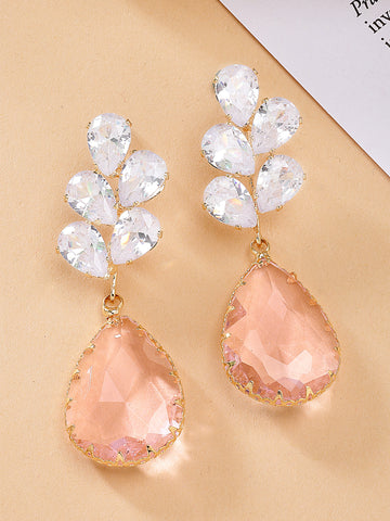 Bohey by KARATCART Gold-Plated Contemporary Pink Drop Earrings for Women