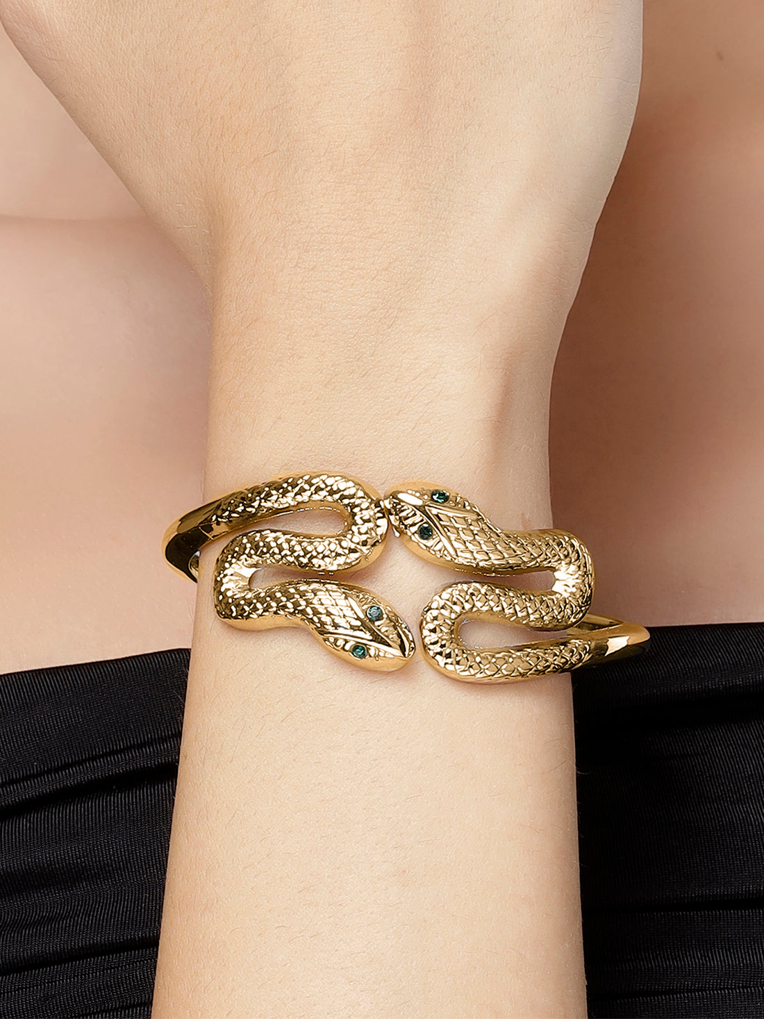 Bohey by KARATCART Gold Plated Snake Design Kada Bracelet for Women