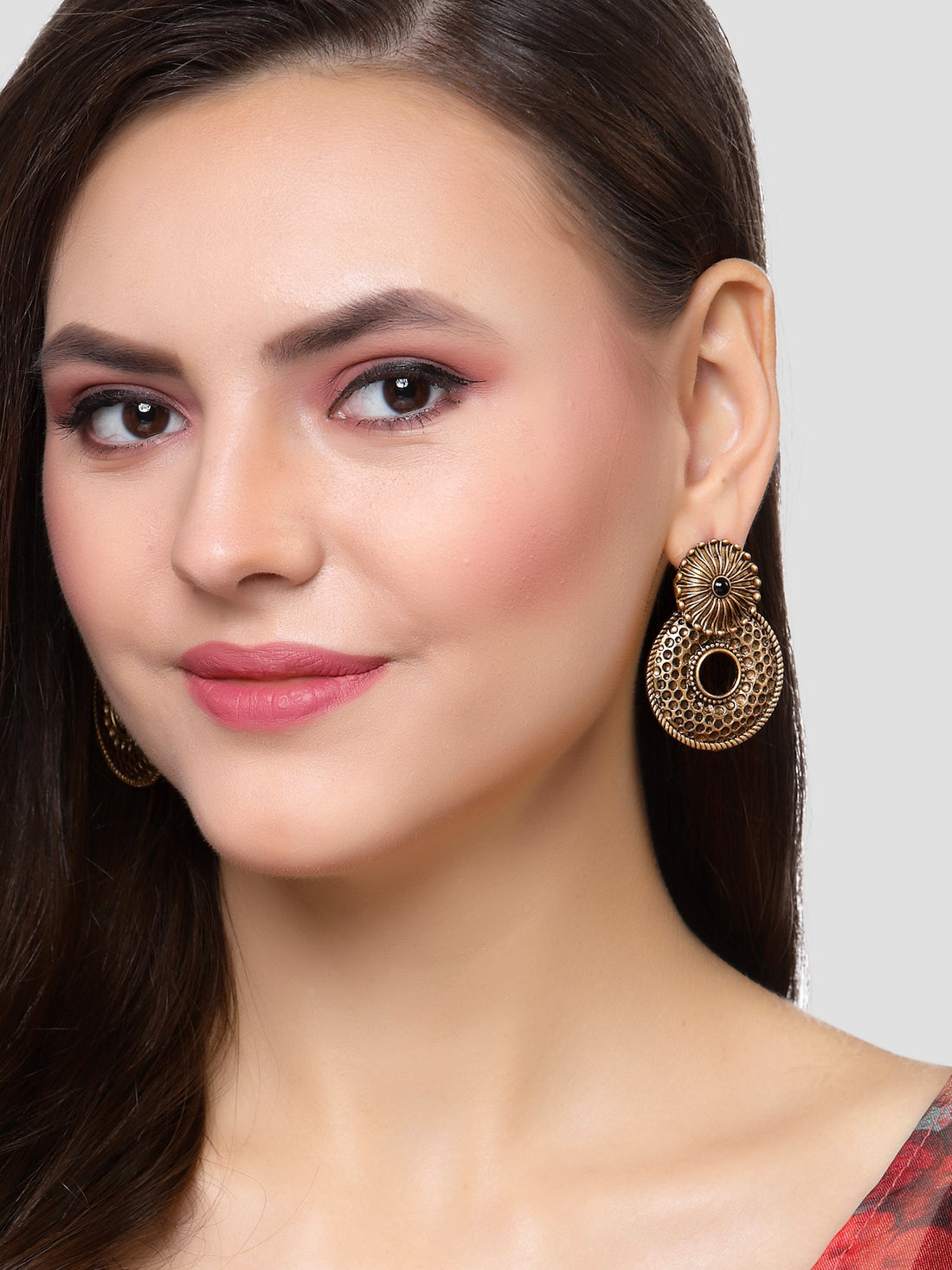 Karatcart Gold Plated Textured Dangler Earrings for Women