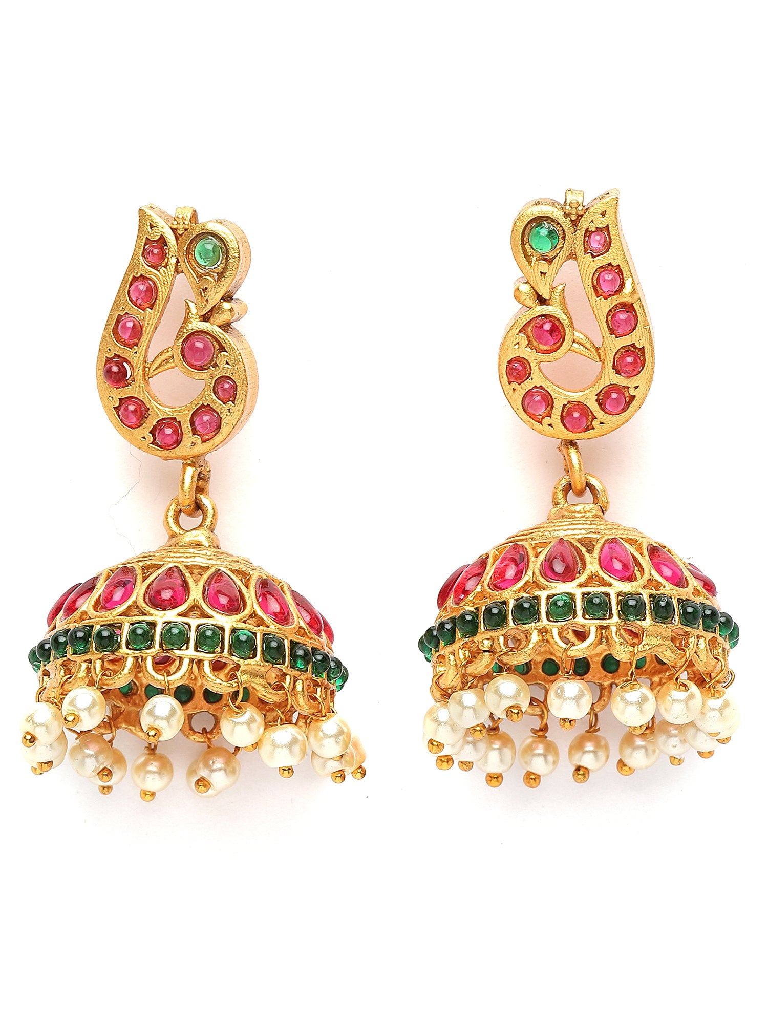 Karatcart Gold Plated Red Stones Laxmi Mata Temple Jewellery Set for Women - view 6