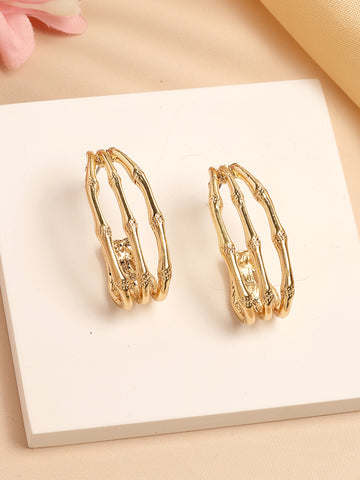 Bohey by KARATCART Gold-Plated Contemporary Hoop Earrings for Women