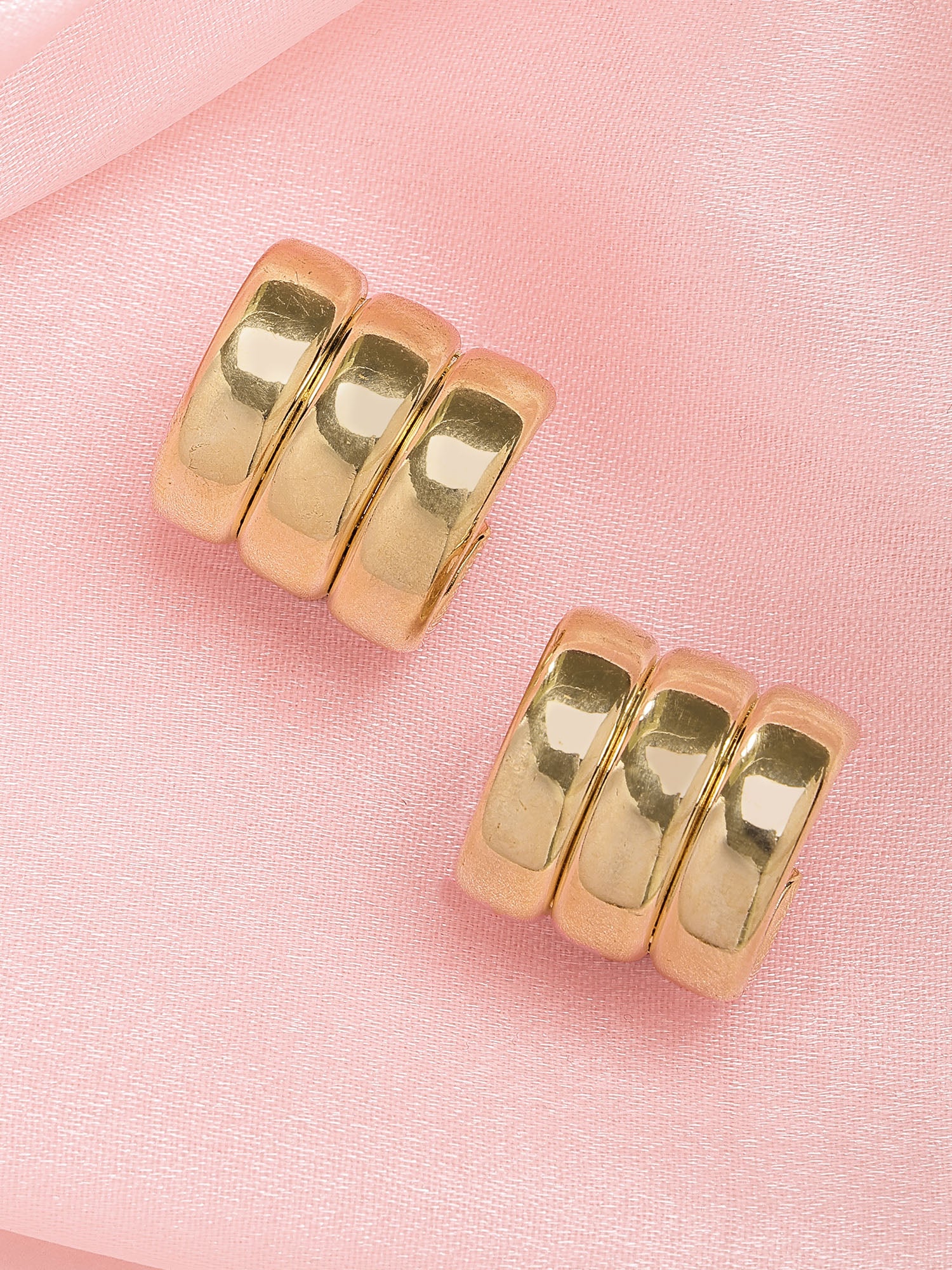 Bohey by KARATCART Gold Plated Triple Half Hoop Earrings for Women