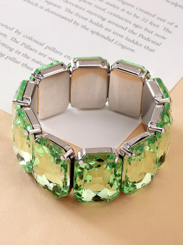 Bohey by KARATCART Gold-Plated Lime Green Cubic Zirconia Studded Wraparound Bracelet for Women