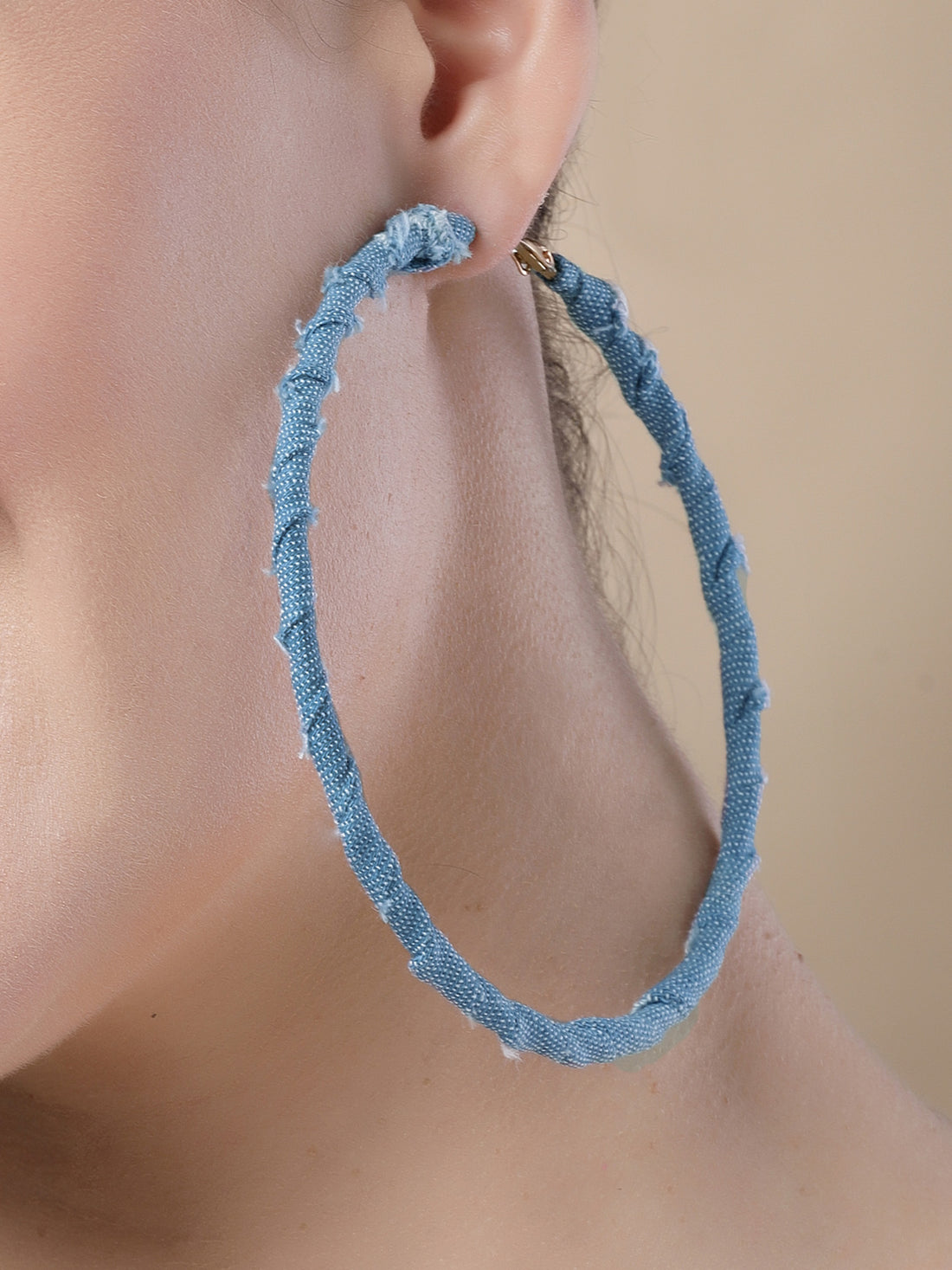 Bohey by KARATCART Denim Wrapped Big Hoop Earrings for Women