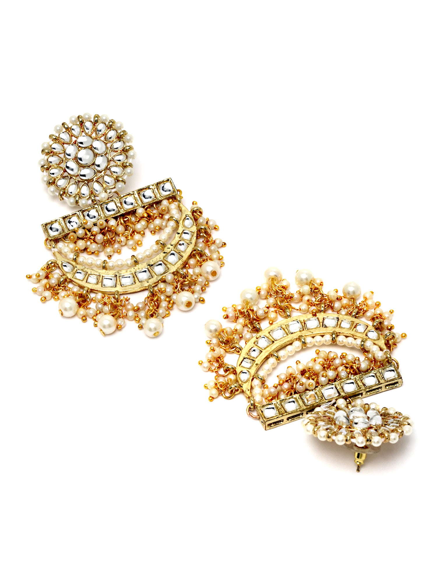 Karatcart Gold Plated Pearl and Kundan Studded Dangler Earrings for Women - view 5