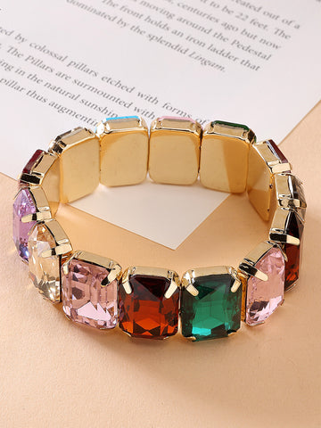 Bohey by KARATCART Gold-Plated Multicolor Cubic Zirconia Studded Wraparound Bracelet for Women