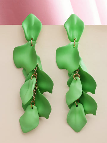 Bohey by KARATCART Gold-Plated Contemporary Green Drop Earrings for Women