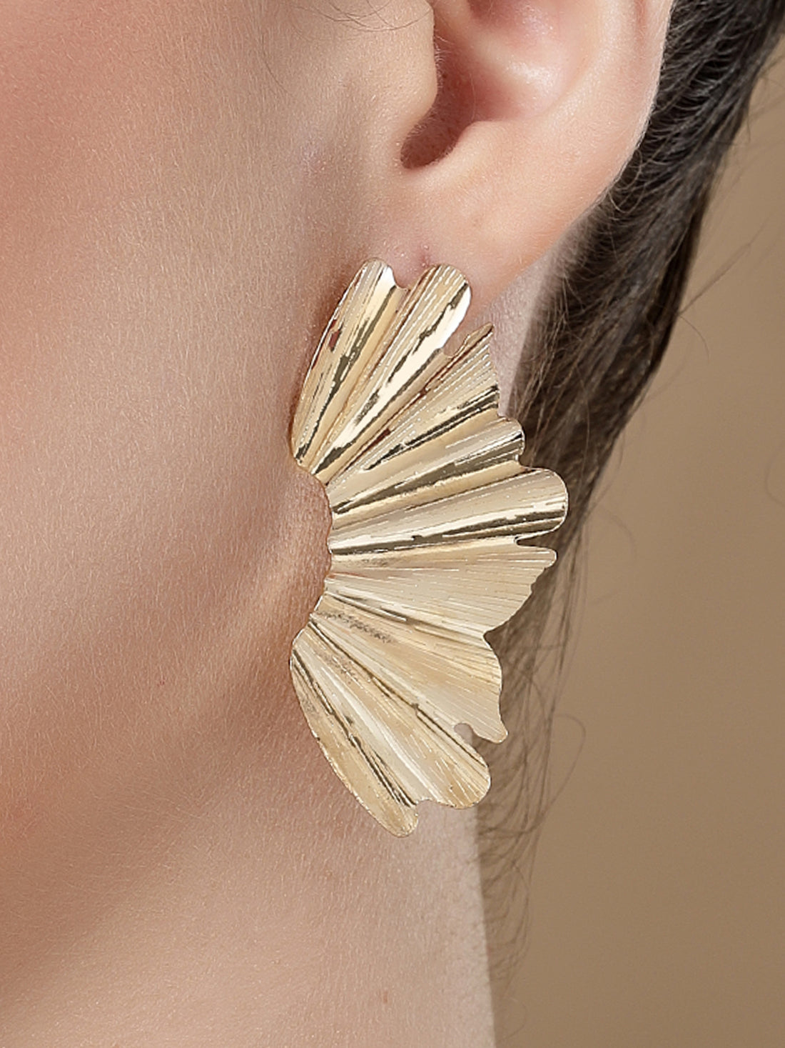 Bohey by KARATCART Gold Plated Wing Shaped Drop Earrings