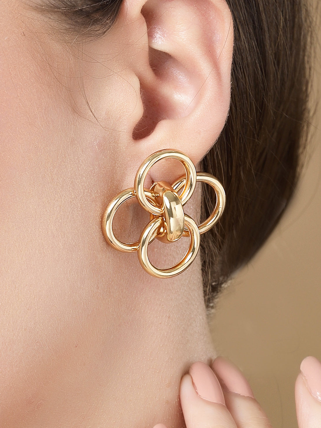 Bohey by KARATCART Gold Plated Multi Loop Stud Earrings