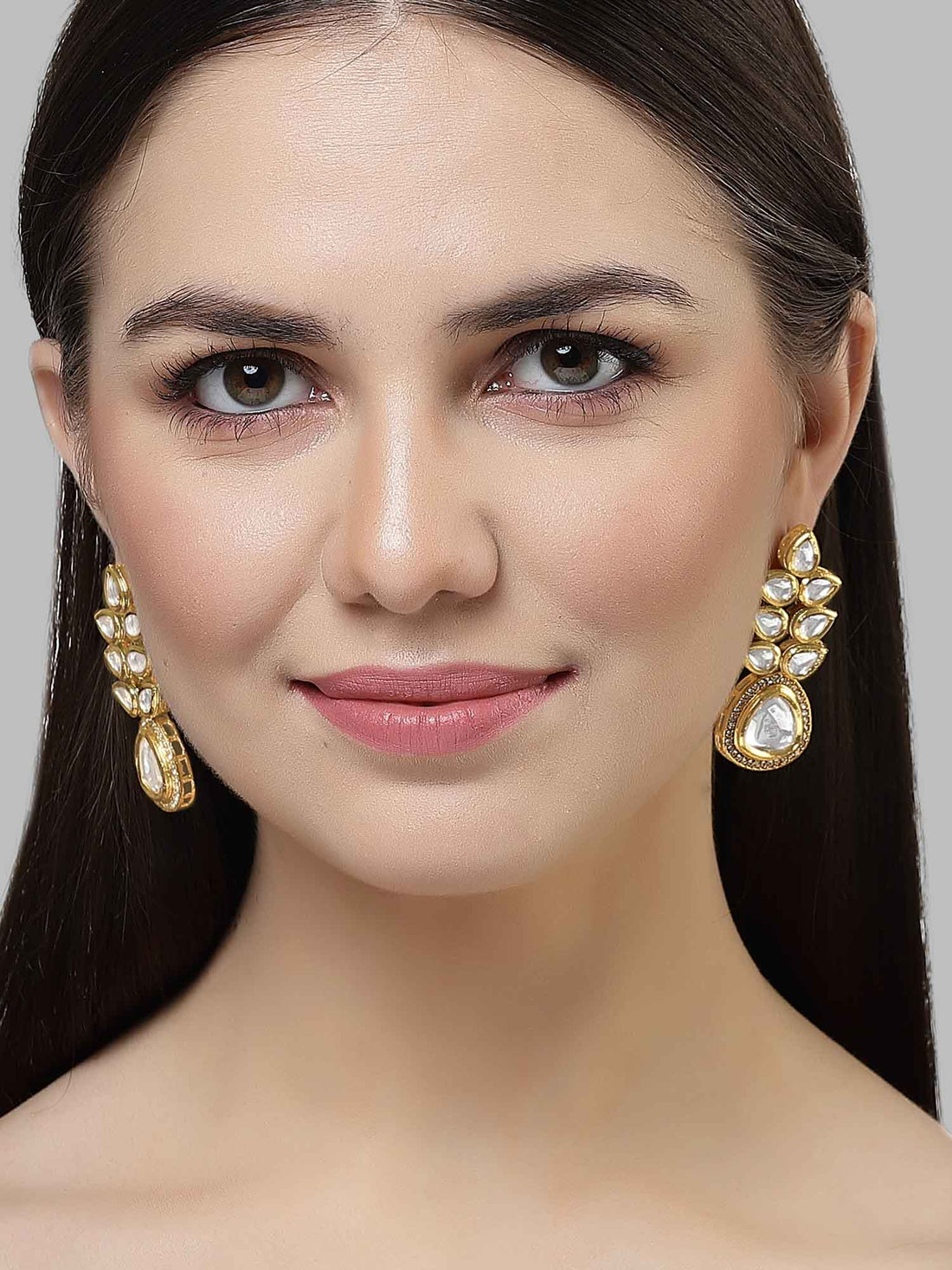 Karatcart Gold-Plated Polki Kundan Drop Earring for Women