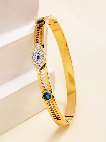 Bohey by KARATCART Gold-Plated Evil Eye Enamel Bangle-Style Bracelet for Women