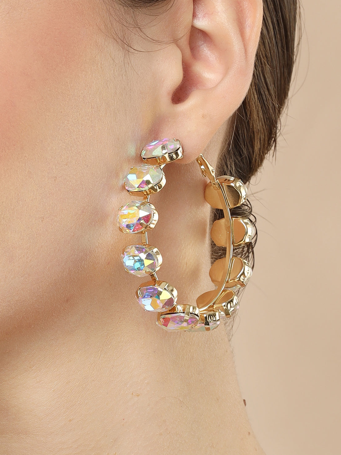 Bohey by KARATCART Gold-Plated Contemporary Multicolor Hoop Earrings for Women