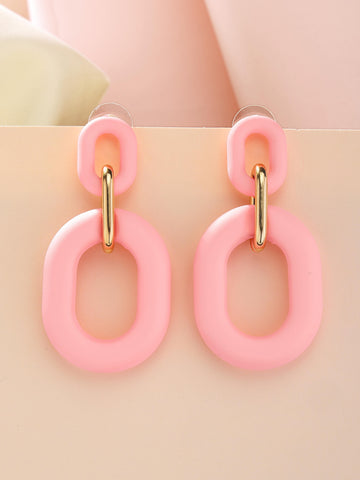 Bohey by KARATCART Baby Pink Matte Finish Link Dangler Earrings for Women