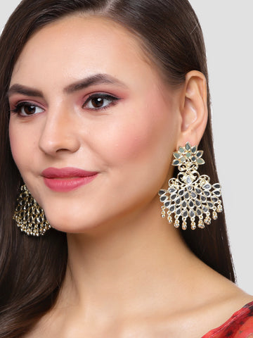 Karatcart Gold Plated Mirror Studded Dangler Earrings for Women