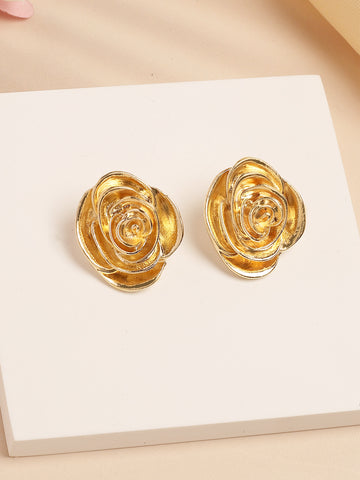 Bohey by KARATCART Gold Plated Floral Stud Earrings for Women