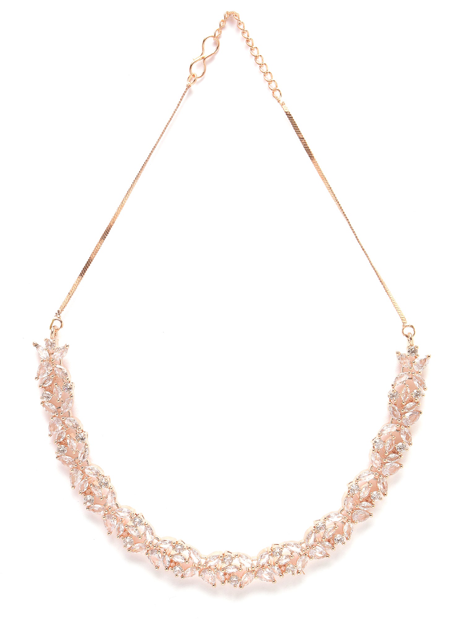 Karatcart Rose Gold Plated American Diamond Necklace Set for Women - view 5