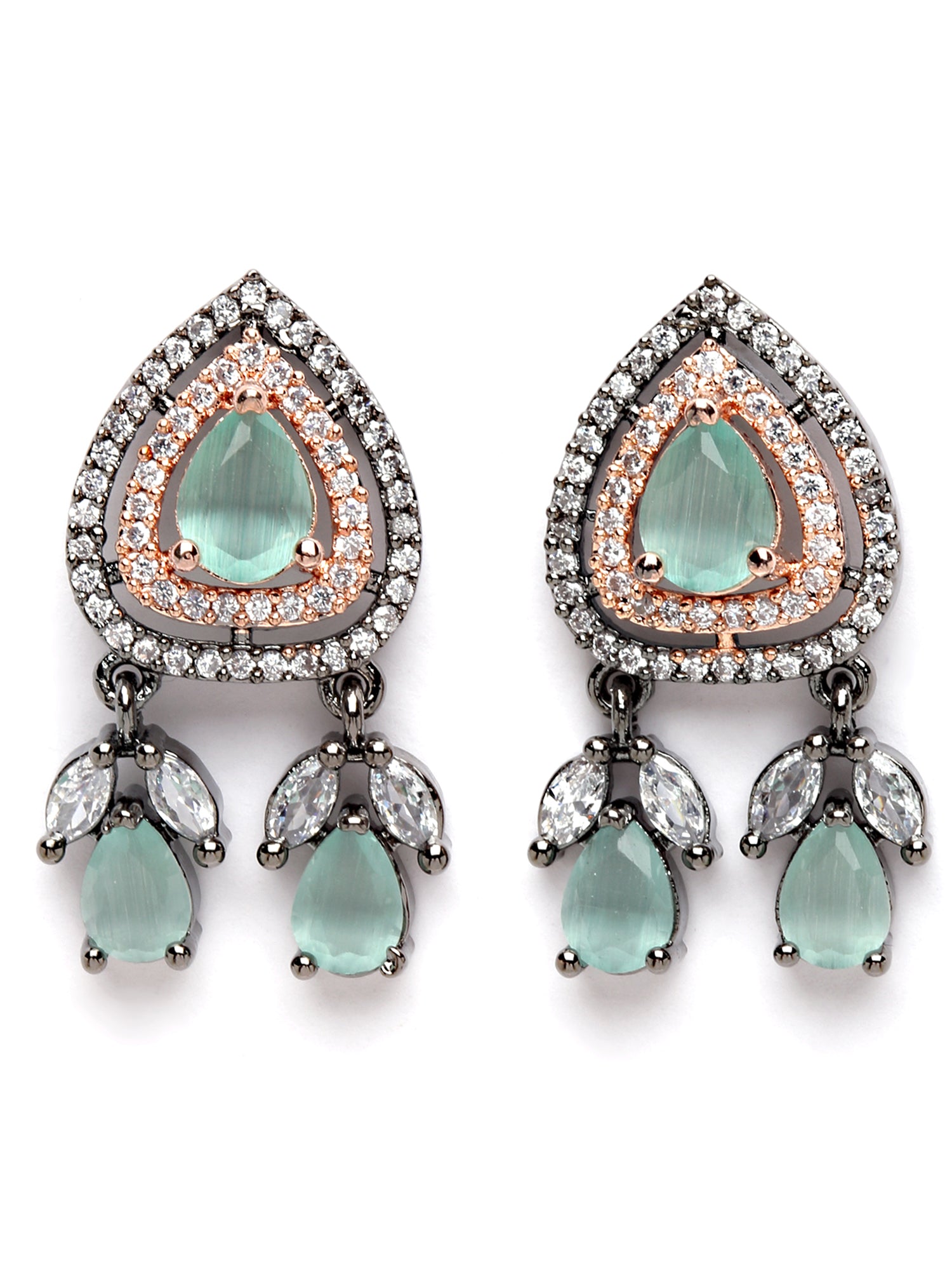 Karatcart Black Rose Gold Plated Pearl Beaded Cubic Zirconia Choker Necklace Set for Women - view 6