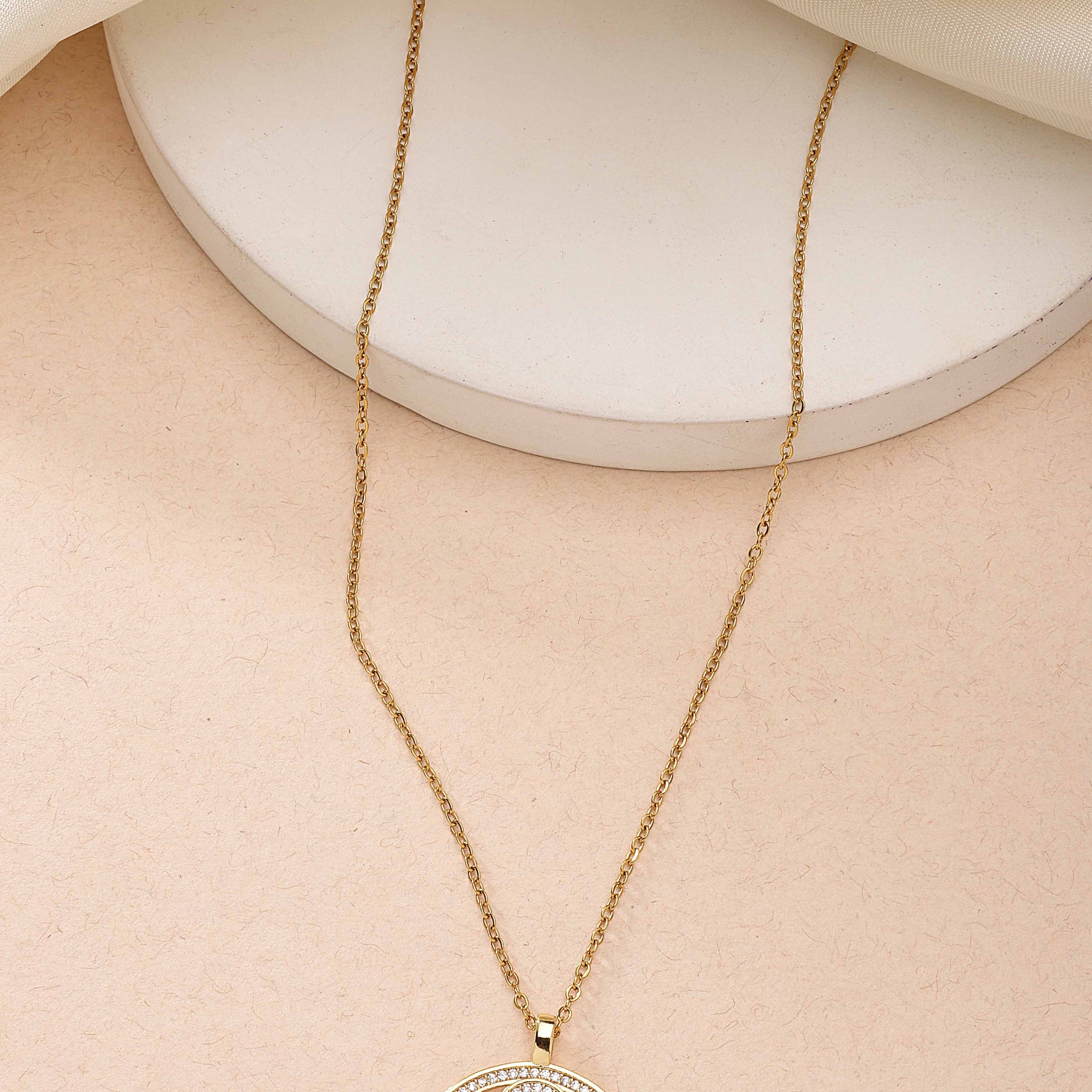 Bohey by KARATCART Gold-Plated White Cubic Zirconia Studded Evil Eye Pendant for Women
