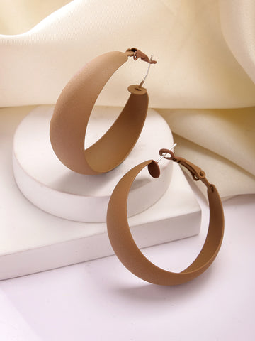 Bohey by KARATCART Matte Finish Brown Graduating Hoop Earrings