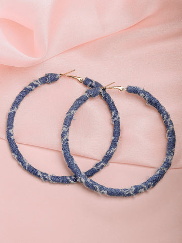 Bohey by KARATCART Denim Wrapped Big Hoop Earrings for Women